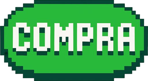 Boton verde ovalado qué dice "compra" estilo 2d pixel 1989.
In-Game asset.  2d.  High contrast.  No shadows
