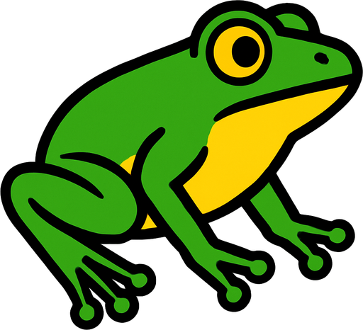 buat gambar frogg side scrolling siap melompat.
In-Game asset.  2d.  High contrast.  No shadows