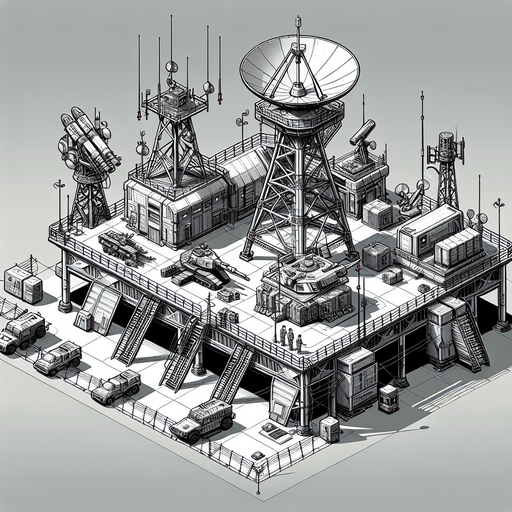 defense_station.
Single Game Texture.  In-Game asset.  2d.  Blank background.  High contrast.  No shadows