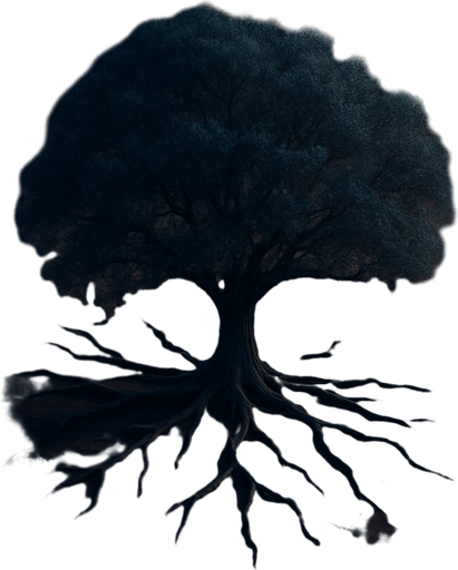 Photorealistic desert tree at night, bird view