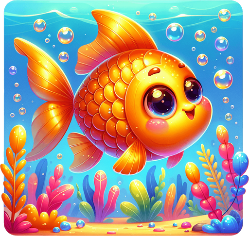 cartoon golden fish.
2D