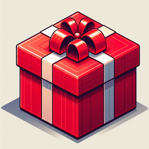A big red christmas gift, isometric view Single Game Texture. In-Game asset. 2d. Blank background. High contrast. No shadows.
