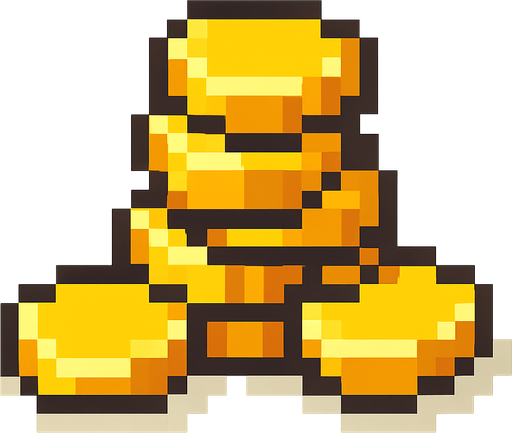 Coin pile pixel.
In-Game asset.  2d.  High contrast.  No shadows