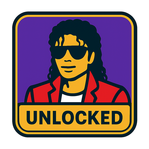 Michael Jackson unlocked button.
In-Game asset.  2d.  High contrast.  No shadows