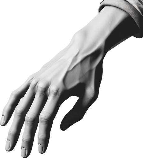 left hand.
Single Game Texture. In-Game asset. 2d. Blank background. High contrast. No shadows.