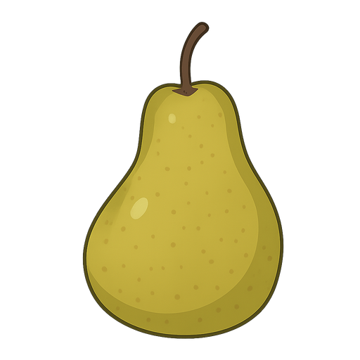 pear. No background. Transparent background. Blank background. No shadows. 2d. In-Game asset. flat