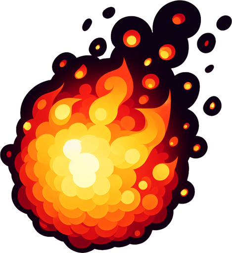 Fireball.
Single Game Texture. In-Game asset. 2d. Blank background. High contrast. No shadows.