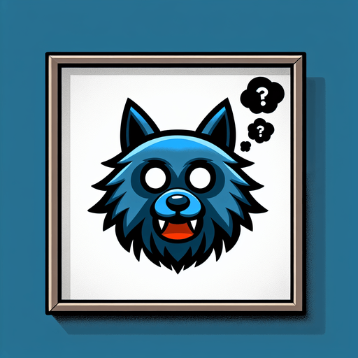 Perfectly square bright blue werevolf head with cute happy face. Cartoon style. Spooky art style. Simple vector style.
