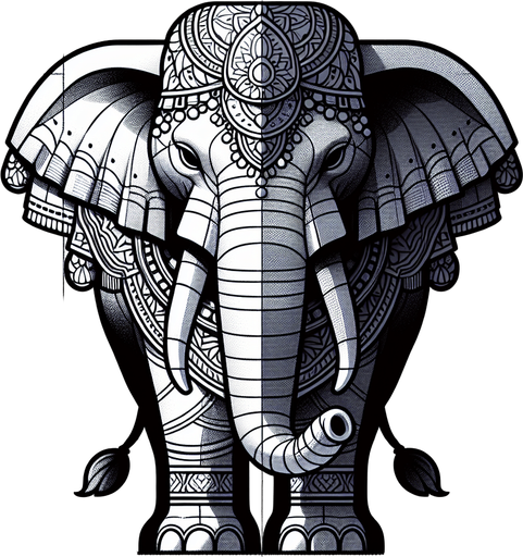 generate a elephant.
Single Game Texture.  In-Game asset.  2d.  Blank background.  High contrast.  No shadows
