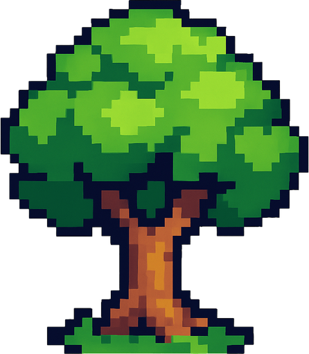 Tree pixel.
In-Game asset.  2d.  High contrast.  No shadows