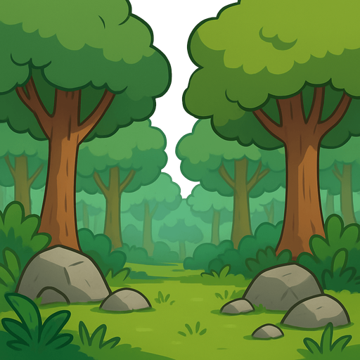Make background forest.
In-Game asset.  2d.  No shadows
