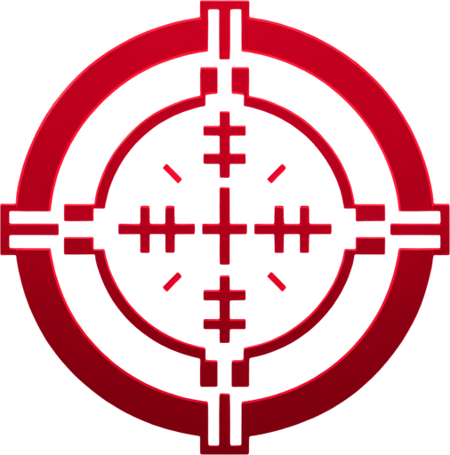 red crosshair Single Game Texture. In-Game asset. 2d. Blank background. High contrast. No shadows.