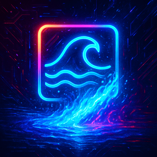 Ability icon 'Water flood' . cyberpunk. abstract. Futuer. different colors. HD colors