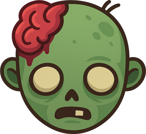 A extremly basic zombie look from top. No background. Transparent background. Blank background. No shadows. 2d. In-Game asset. flat
