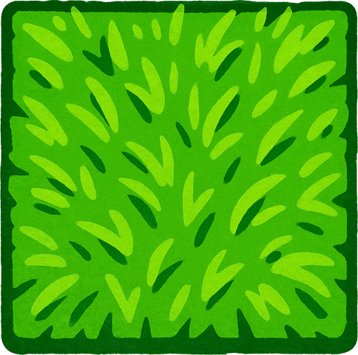 Bloque de pasto verde, visto desde arriba.
In-Game asset.  2d.  High contrast.  No shadows