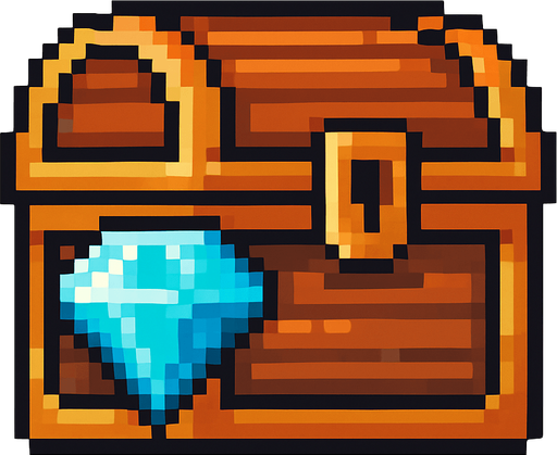 2d pixel bir elmasdan hazine sandığı.
In-Game asset.  2d.  High contrast.  No shadows