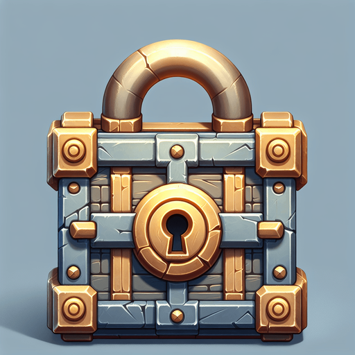 Lock.
Single Game Texture.  In-Game asset.  2d.  Blank background.  High contrast.  No shadows