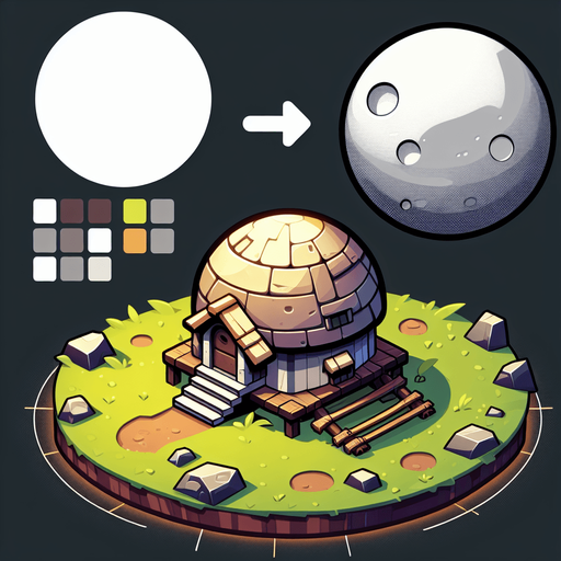 round house planet, cartoon Single Game Texture. In-Game asset. 2d. Blank background. High contrast. Single Game Texture. In-Game asset. 2d. Blank background. High contrast. No shadows.