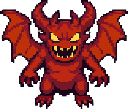 Un mounstro gigante con alas mirado desde arriba en pixel art.
In-Game asset.  2d.  High contrast.  No shadows