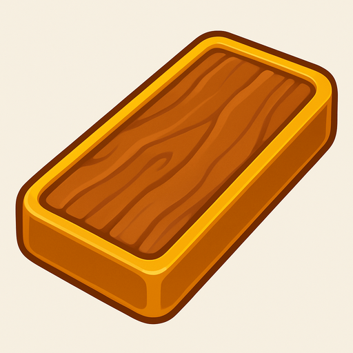 Trozo de madera bordeado en oro .
In-Game asset.  2d.  High contrast.  No shadows. Lineless. Suave