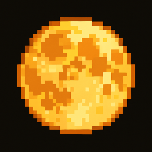pixelated moon.
In-Game asset.  2d.  High contrast.  No shadows