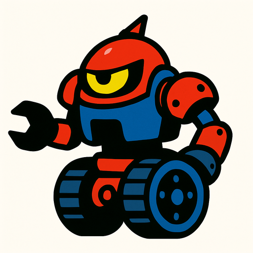 A robot enemy that travels on wheels.
In-Game asset.  2d.  High contrast.  No shadows