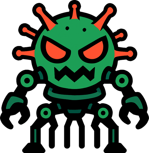 robot virüs.
In-Game asset.  2d.  High contrast.  No shadows