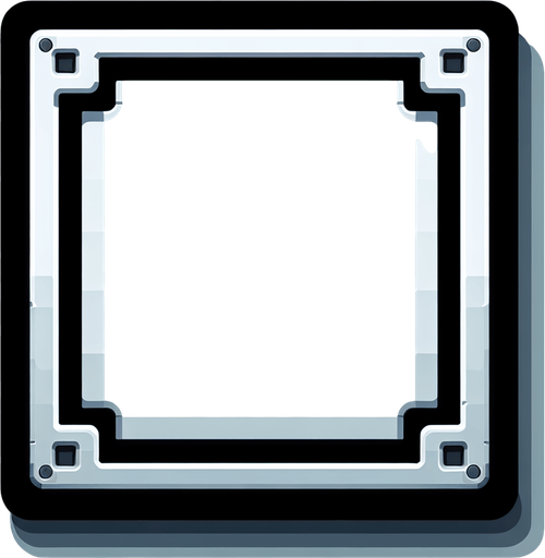 White square with round corners, flat, flat shaded, industrial design.
Single Game Texture. In-Game asset. 2d. Blank background. High contrast. No shadows.