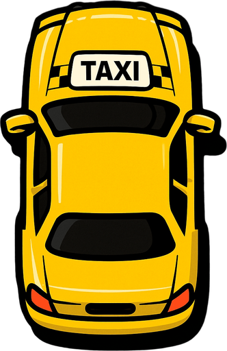Bana bir taxi araba oluştur kuş bakışı olsun ve onu ekranın üst tarafına baksın.
In-Game asset.  2d.  High contrast.  No shadows