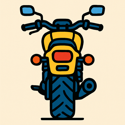 Arkası dönük motosiklet.
In-Game asset.  2d.  High contrast.  No shadows