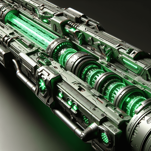 elongated futuristic laser canon gun green.
top view
