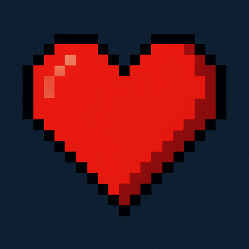 pixel art heart.
In-Game asset.  2d.  High contrast.  No shadows