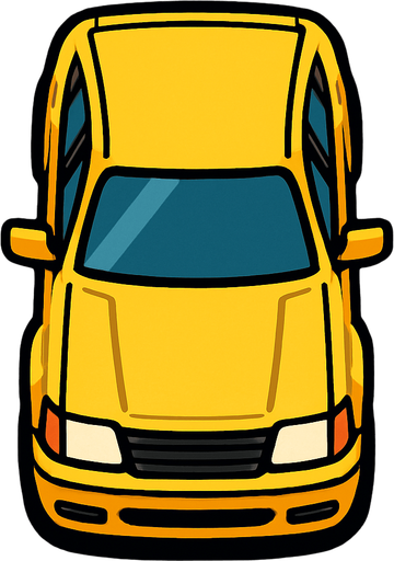 Yellow car bird's eye view.
In-Game asset.  2d.  High contrast.  No shadows