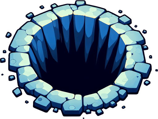 hole in ground.
Single Game Texture. In-Game asset. 2d. Blank background. High contrast. No shadows.
