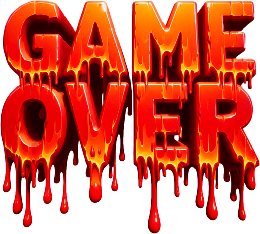 Game Over. Red game letters, dripping.
Single Game Texture. In-Game asset. 2d. Blank background. High contrast. No shadows.