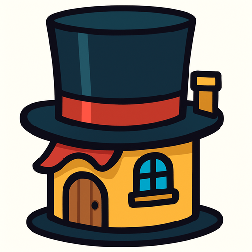 Tophat house.
In-Game asset.  2d.  High contrast.  No shadows
