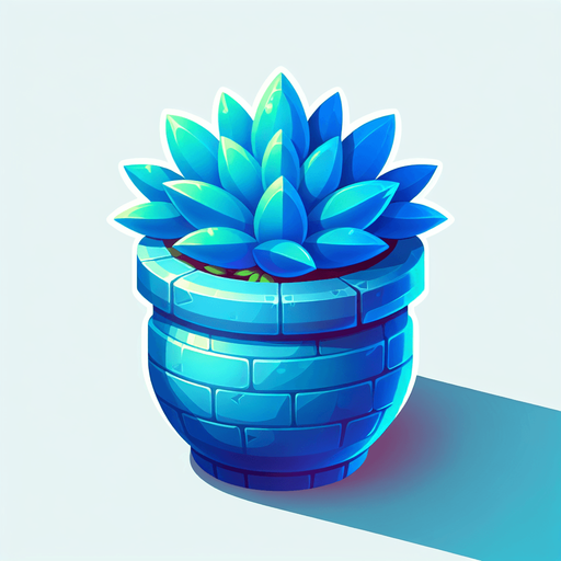 blue flower pot.
Single Game Texture.  In-Game asset.  2d.  Blank background.  High contrast.  No shadows