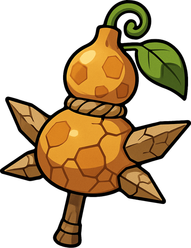 Arma de Cabaça tipo terra com o estilo de arte pokémon e Digimon..
In-Game asset.  2d.  High contrast.  No shadows
