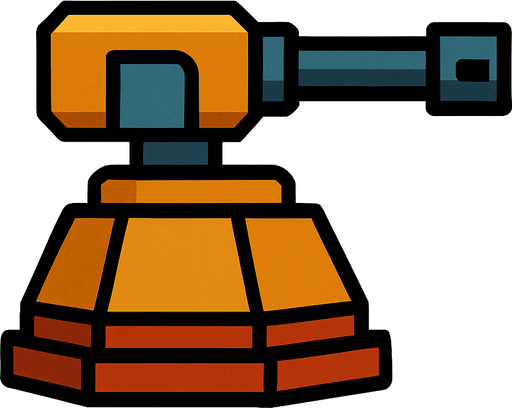 2d turret.
In-Game asset.  2d.  High contrast.  No shadows