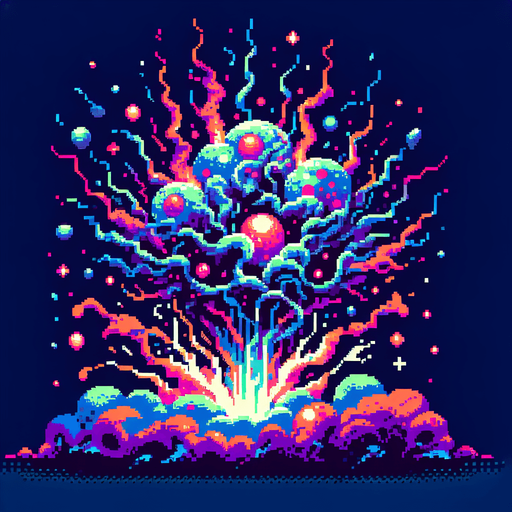 Single Game Texture. In-Game asset. 2d. Blank background. High contrast. No shadows. Pixel art in a SNES style that looks like something from castlevania. A ground explosion effect like something is coming out of the ground