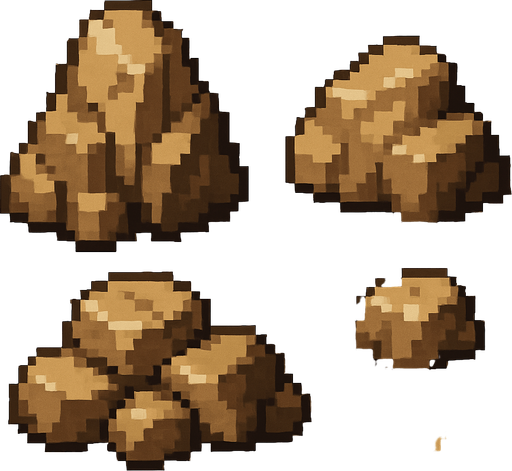 Generame rocas pixelar.
In-Game asset.  2d.  High contrast.  No shadows