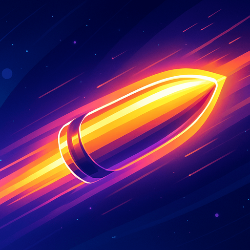 Fullscreen modern App Store art style with futuristic laser bullet, 16:9, high definition. No text captions!