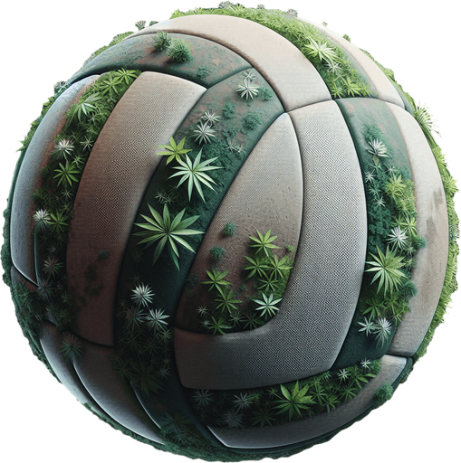 Una bola de voley de planta.
Single Game Texture.  In-Game asset.  2d.  Blank background.  High contrast.  No shadows