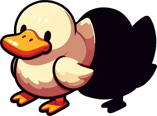 duck_death.
Single Game Texture. In-Game asset. 2d. Blank background. High contrast. No shadows.