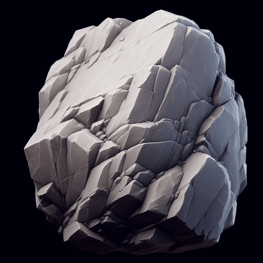 mountain boulder.
Single Game Texture.  In-Game asset.  2d.  Blank background.  High contrast.  No shadows