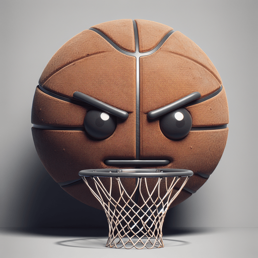 Angry basketball hoop.
Single Game Texture. In-Game asset. 2d. Blank background. High contrast. No shadows.