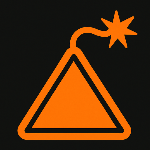 triangulo naranja con mecha de bomba.
In-Game asset.  2d.  High contrast.  No shadows