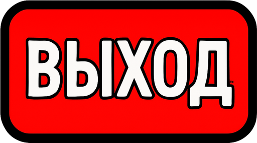 ВЫХОД BUTTON.
In-Game asset.  2d.  High contrast.  No shadows
