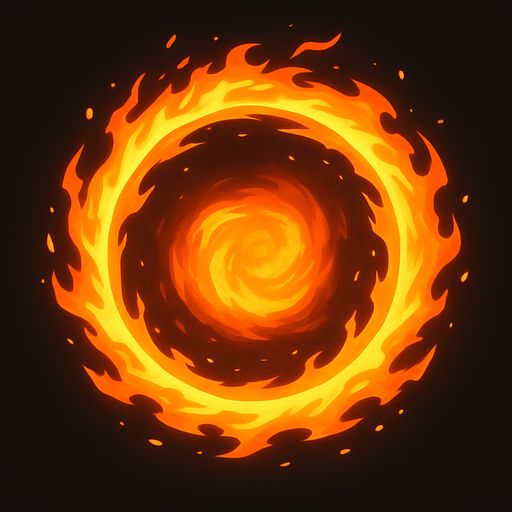 circular fire energy ball.
In-Game asset.  2d.  High contrast.  No shadows