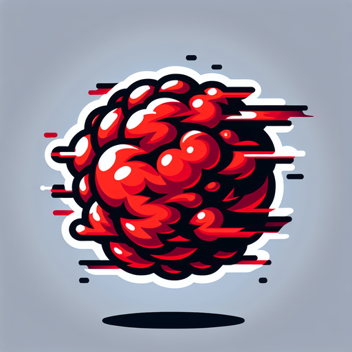 a snowball with red power, cartoon Single Game Texture. In-Game asset. 2d. Blank background. High contrast. No shadows.